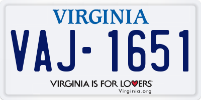 VA license plate VAJ1651