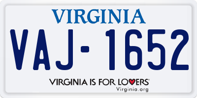VA license plate VAJ1652