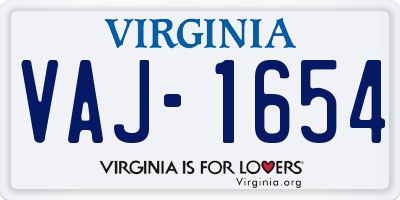 VA license plate VAJ1654
