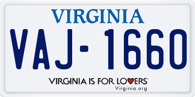 VA license plate VAJ1660
