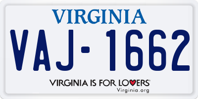 VA license plate VAJ1662