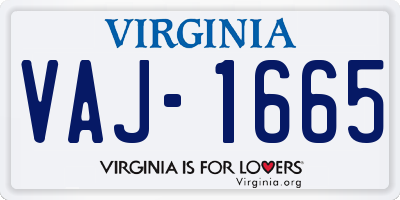 VA license plate VAJ1665