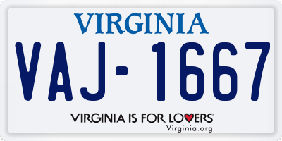 VA license plate VAJ1667