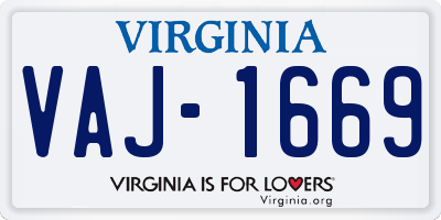 VA license plate VAJ1669