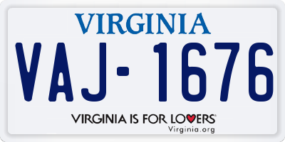 VA license plate VAJ1676