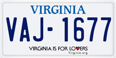 VA license plate VAJ1677