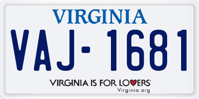 VA license plate VAJ1681