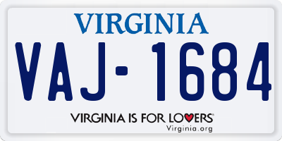 VA license plate VAJ1684