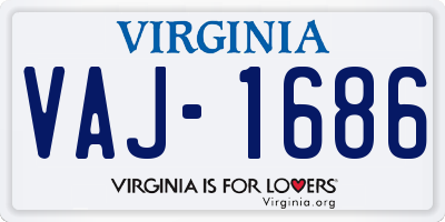 VA license plate VAJ1686