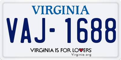 VA license plate VAJ1688