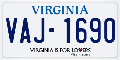 VA license plate VAJ1690