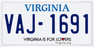 VA license plate VAJ1691
