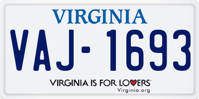 VA license plate VAJ1693