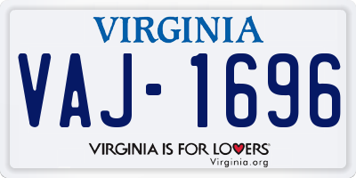 VA license plate VAJ1696