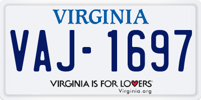 VA license plate VAJ1697