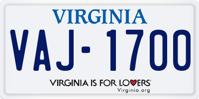 VA license plate VAJ1700