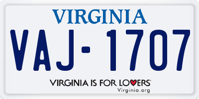 VA license plate VAJ1707