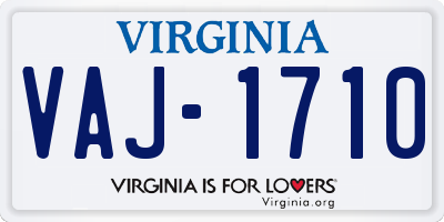 VA license plate VAJ1710