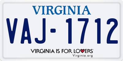 VA license plate VAJ1712