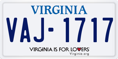 VA license plate VAJ1717