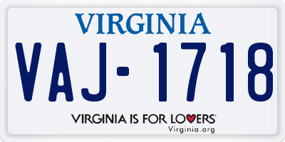 VA license plate VAJ1718