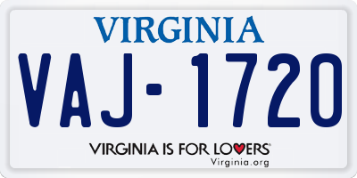 VA license plate VAJ1720
