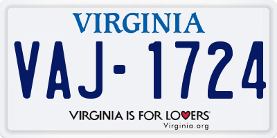 VA license plate VAJ1724