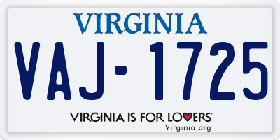 VA license plate VAJ1725