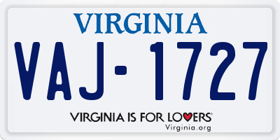 VA license plate VAJ1727