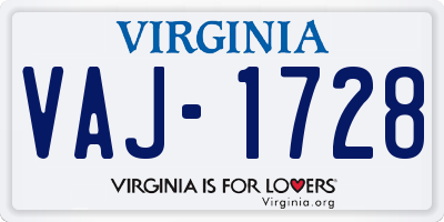 VA license plate VAJ1728