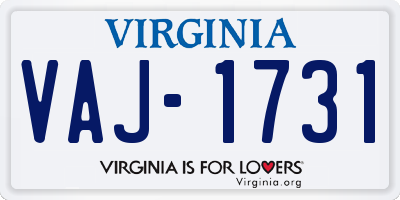 VA license plate VAJ1731