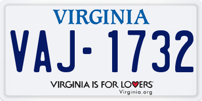 VA license plate VAJ1732