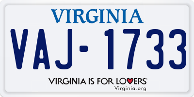 VA license plate VAJ1733