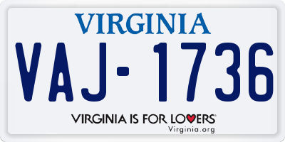 VA license plate VAJ1736