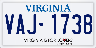 VA license plate VAJ1738