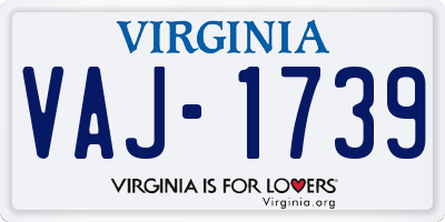 VA license plate VAJ1739