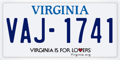 VA license plate VAJ1741