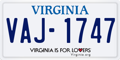 VA license plate VAJ1747