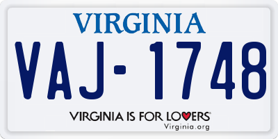 VA license plate VAJ1748