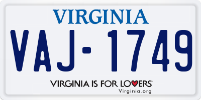 VA license plate VAJ1749