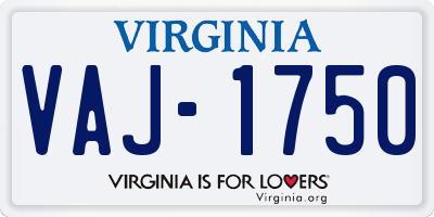 VA license plate VAJ1750