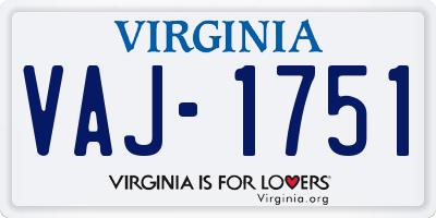 VA license plate VAJ1751