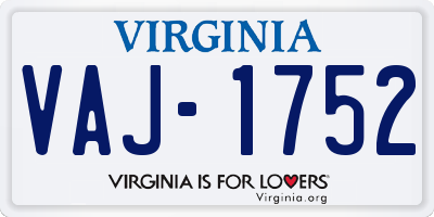 VA license plate VAJ1752