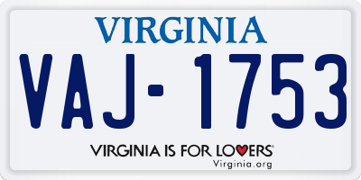 VA license plate VAJ1753