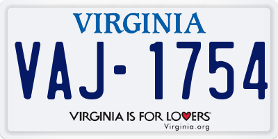 VA license plate VAJ1754