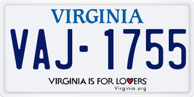 VA license plate VAJ1755
