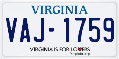 VA license plate VAJ1759