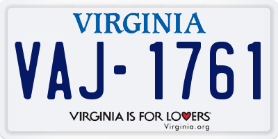 VA license plate VAJ1761