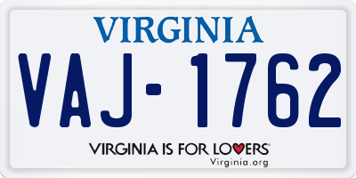 VA license plate VAJ1762