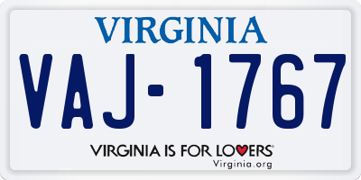 VA license plate VAJ1767